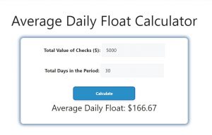 Average Daily Float Calculator