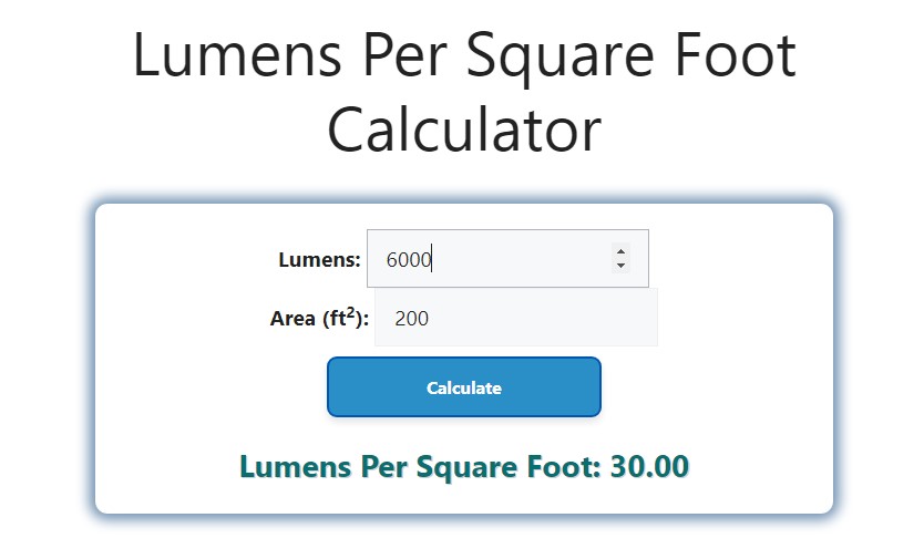 Calculadora de lúmens por pé quadrado - Calculadora inteligente