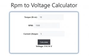 Rpm to Voltage Calculator