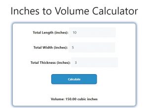 Inches to Volume Calculator