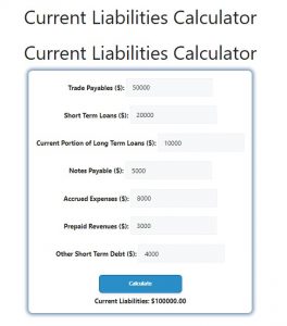 Current Liabilities Calculator