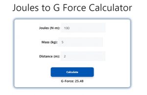 Joules to G Force Calculator