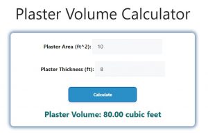 Plaster Volume Calculator