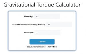 Gravitational Torque Calculator