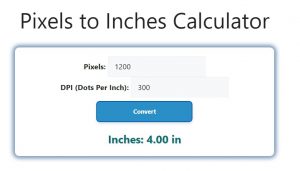 Pixels to Inches Calculator