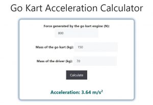 Go Kart Acceleration Calculator