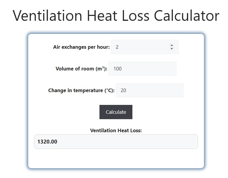 Ventilation Heat Loss Calculator - Savvy Calculator