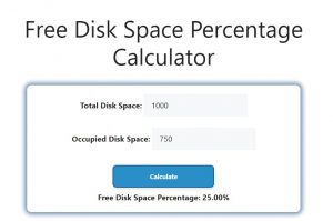 Free Disk Space Percentage Calculator