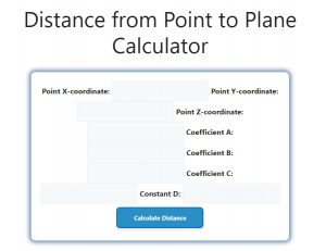 Distance from Point to Plane Calculator