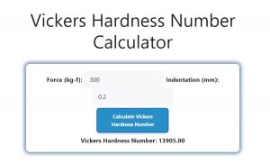 Vickers Hardness Number Calculator