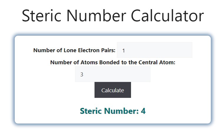 Steric Number Calculator Savvy Calculator