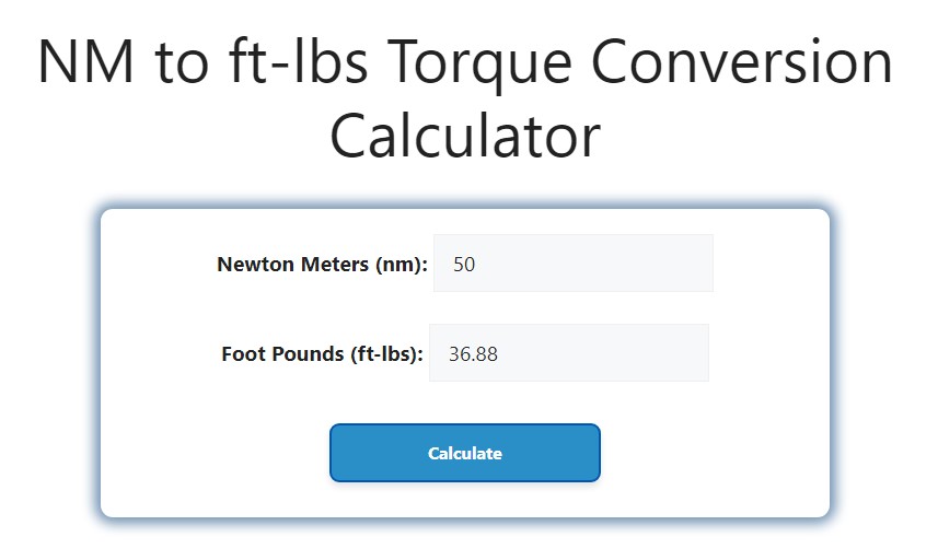 Nm To Ft Lbs Torque Conversion Calculator Savvy Calculator