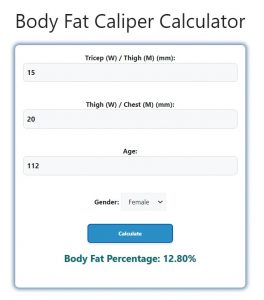 Body Fat Caliper Calculator