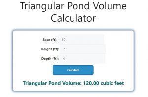 Triangular Pond Volume Calculator