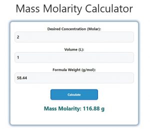 Mass Molarity Calculator