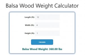 Balsa Wood Weight Calculator