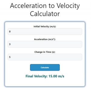 Acceleration to Velocity Calculator