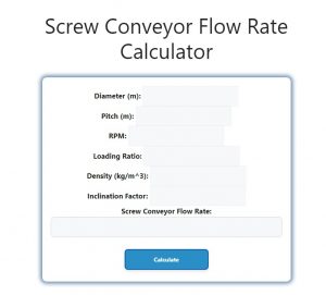 Screw Conveyor Flow Rate Calculator