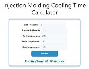 Injection Molding Cooling Time Calculator