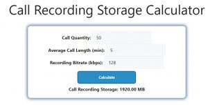 Call Recording Storage Calculator