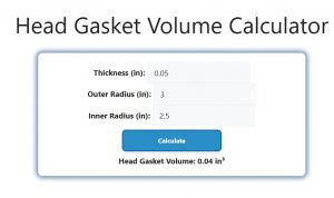 Head Gasket Volume Calculator