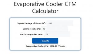 Evaporative Cooler CFM Calculator