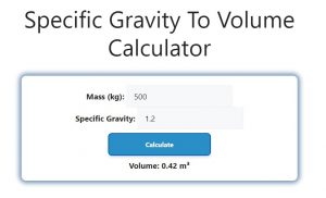 Specific Gravity To Volume Calculator