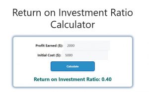 Return on Investment Ratio Calculator