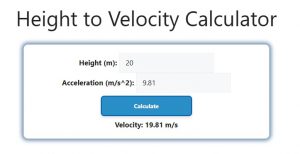 Height to Velocity Calculator